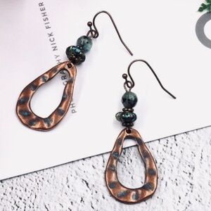 Bohemian patina copper dangle earrings
